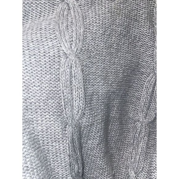 LL Bean Cable‎ Knit Sweater Womens Small Reg Cotton Stitch Button Shoulder Gray - Picture 7 of 7